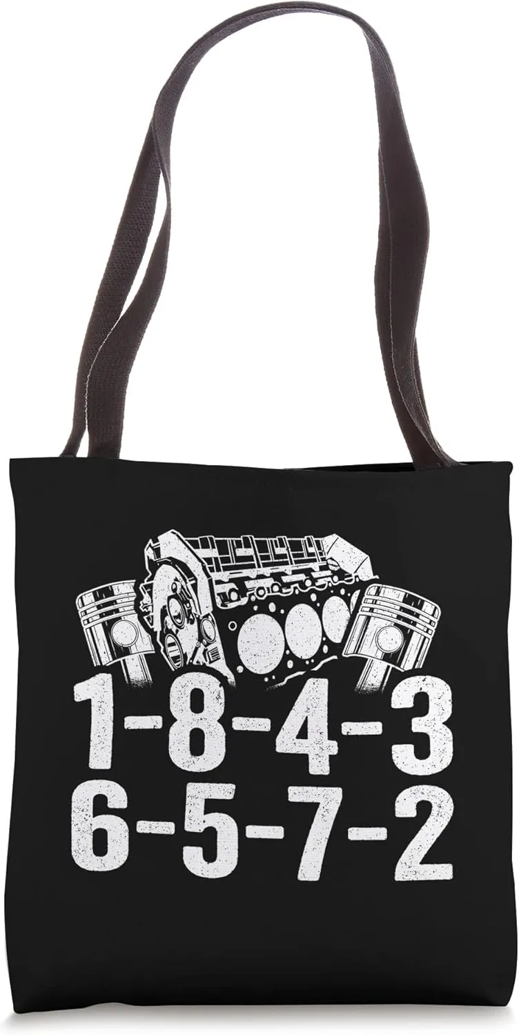 1-8-4-3-6-5-7-2 Firing Order Big Block Engine Car Guy Garage Tote Bag