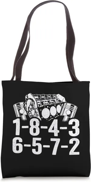 1-8-4-3-6-5-7-2 Firing Order Big Block Engine Car Guy Garage Tote Bag