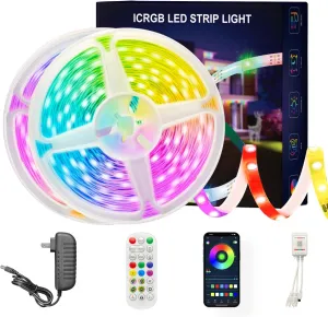 100 ft(2 Rolls of 50ft) IC RGB,Led Lights for Bedroom,Music Sync Color Changing,Led Strip Lights,with Remote App Control Led Strip,Led Lights for Room Home Kitchen Decor Party