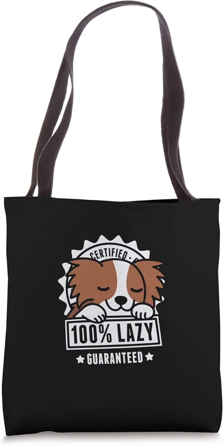 100 Percentage Lazy Papillon Dog Tote Bag