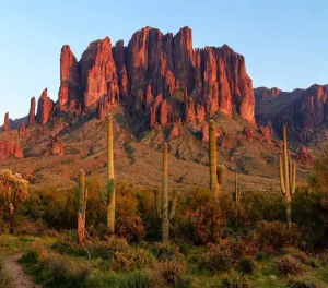 1000 Piece Mountains and Sonoran Desert Landscape at Sunset in Lost Dutchman State Park Jigsaw Puzzle for Adults Child Wooden Jigsaw Puzzle Art,Leisure Game Fun Toy Gift Suitable Family Friends