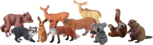 10PCS Forest Animal Figures Woodland Animals Toy Figures Set Cute Miniature Animal Cake Topper Figures Birthday Party Gift for Kids Toddlers