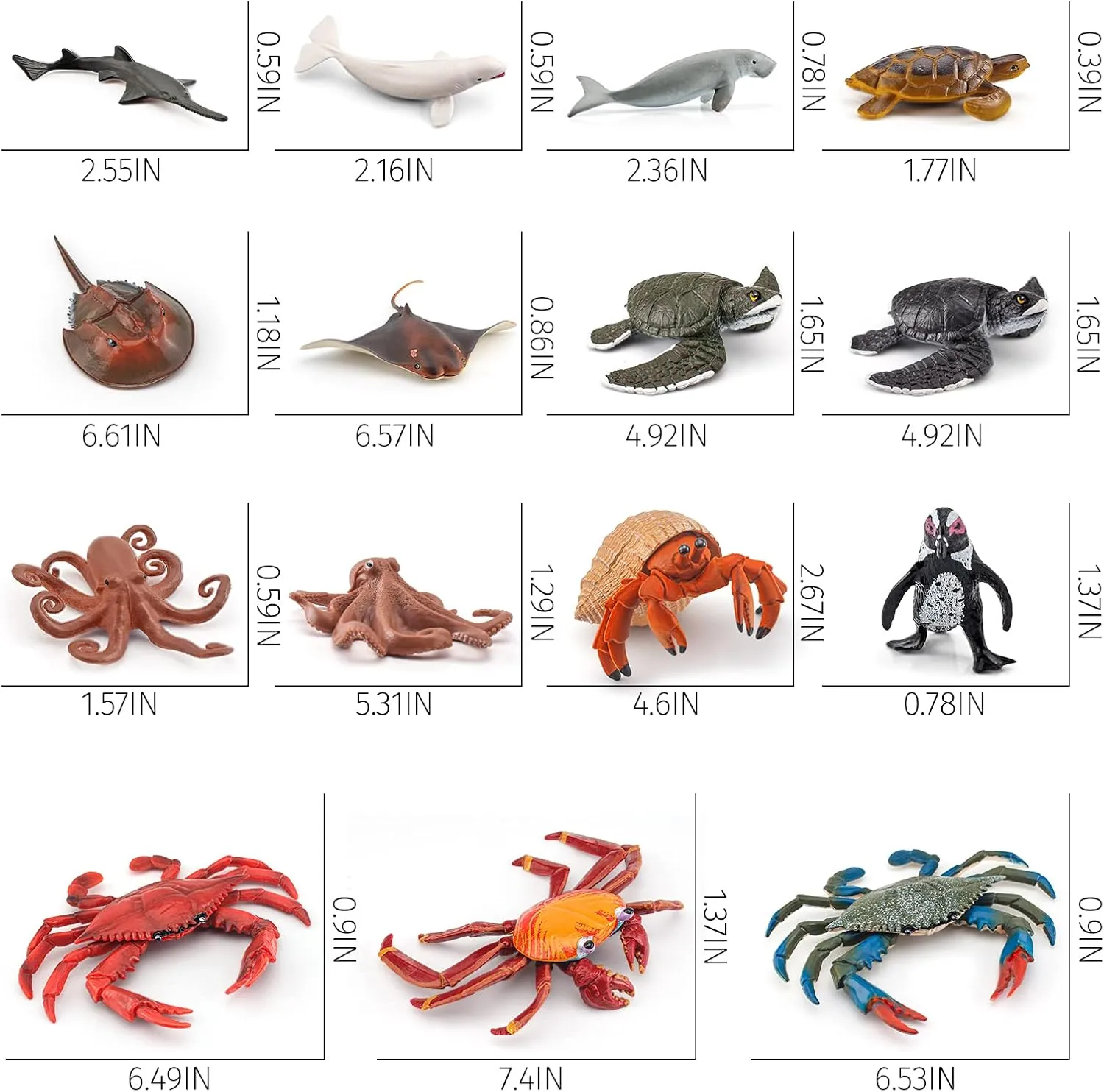 15PCS Jumbo Sea Creatures Toys Set for Kids Whale Toy Figure Turtle Figurine Model Sea Ainimals Shark Toys Boy Birthday Gift