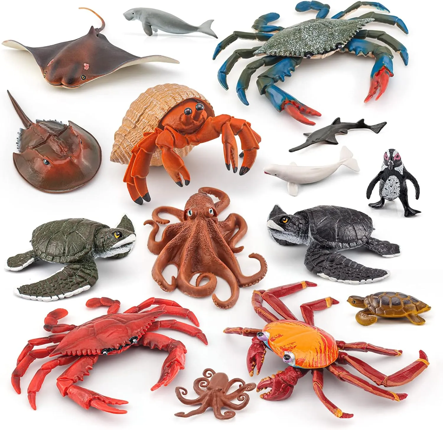 15PCS Jumbo Sea Creatures Toys Set for Kids Whale Toy Figure Turtle Figurine Model Sea Ainimals Shark Toys Boy Birthday Gift