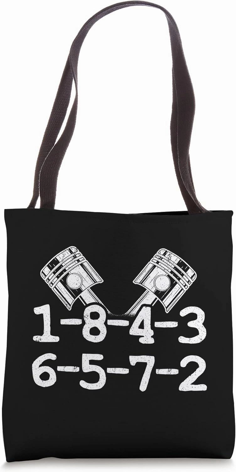 1-8-4-3-6-5-7-2 Firing Order Big Block Engine Car Guy Garage Tote Bag