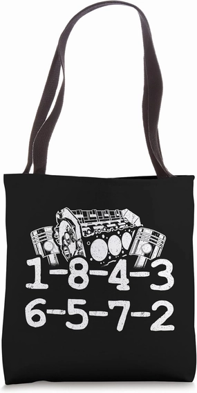 1-8-4-3-6-5-7-2 Firing Order V8 Big Block Car Guy Garage Tote Bag