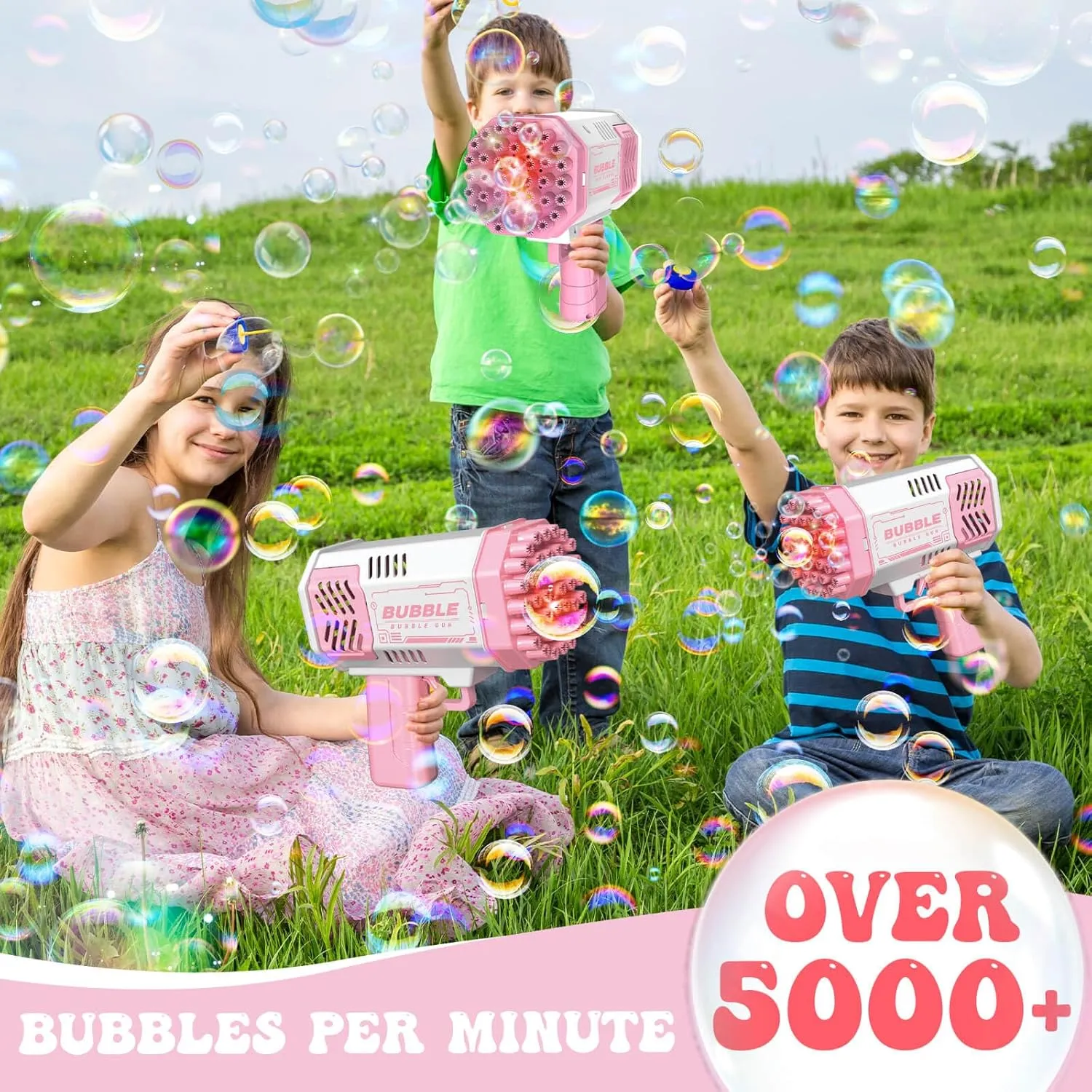 2 Pack Bubble Gun, Bubble Machine for Toddlers, Toys for Kids 3 4 5 6 7 8 Years Old, Bubbles Maker Blower, Toy for Boys Girls Outdoor Indoor Birthday Wedding Party, Gifts for Ages 4-8