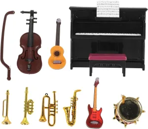 2 Sets Lovely Miniature Toys Mini Decorative Musical Instrument Perfect for Miniature Dollhouse