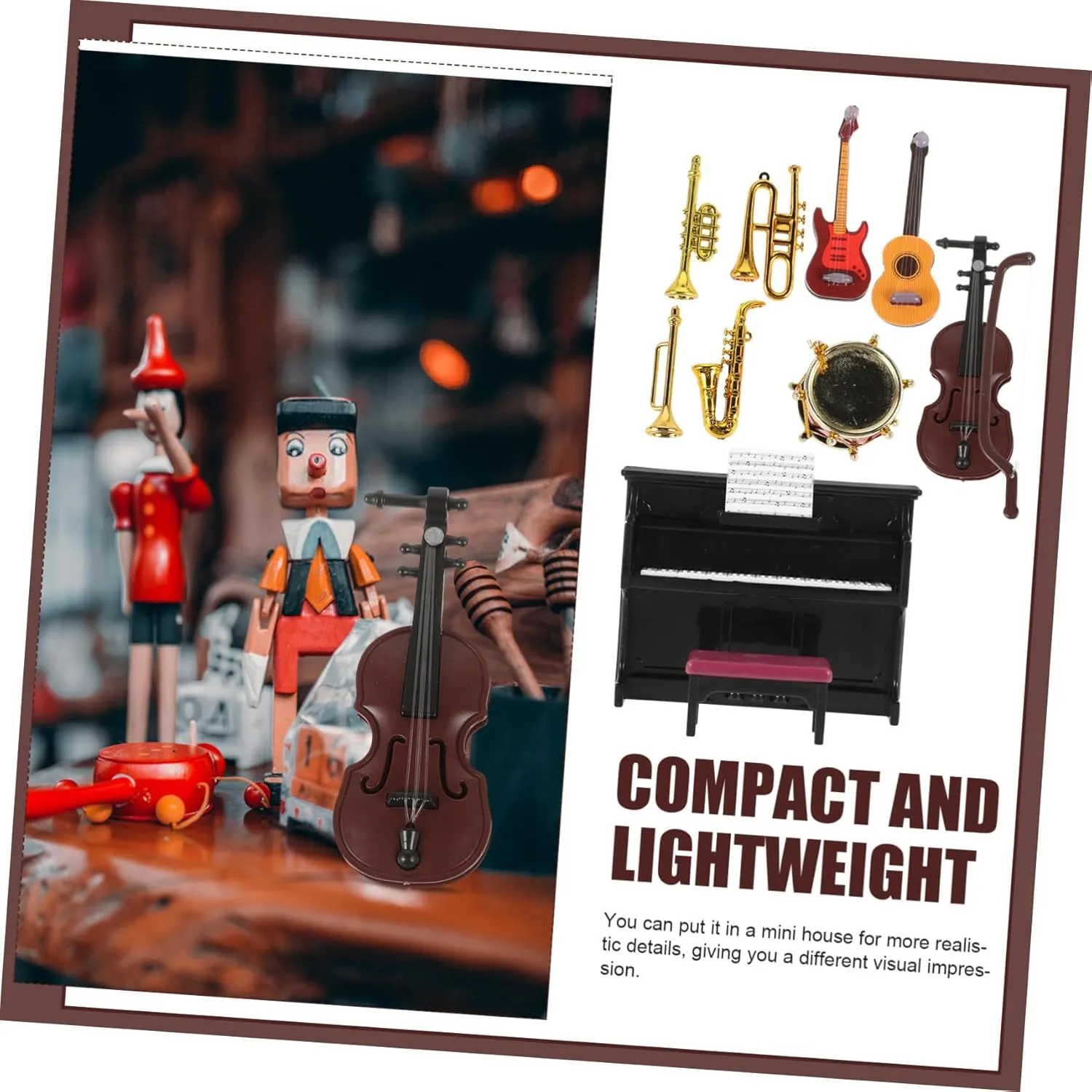 2 Sets Lovely Miniature Toys Mini Decorative Musical Instrument Perfect for Miniature Dollhouse