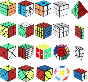 20 Packs Speed Cube Bundle Set 1x3 2x2 2x3 3x3 4x4 5x5 Megaminx Pyramid Skew Mirror Ivy Sticker Cube Puzzles Toys Collection