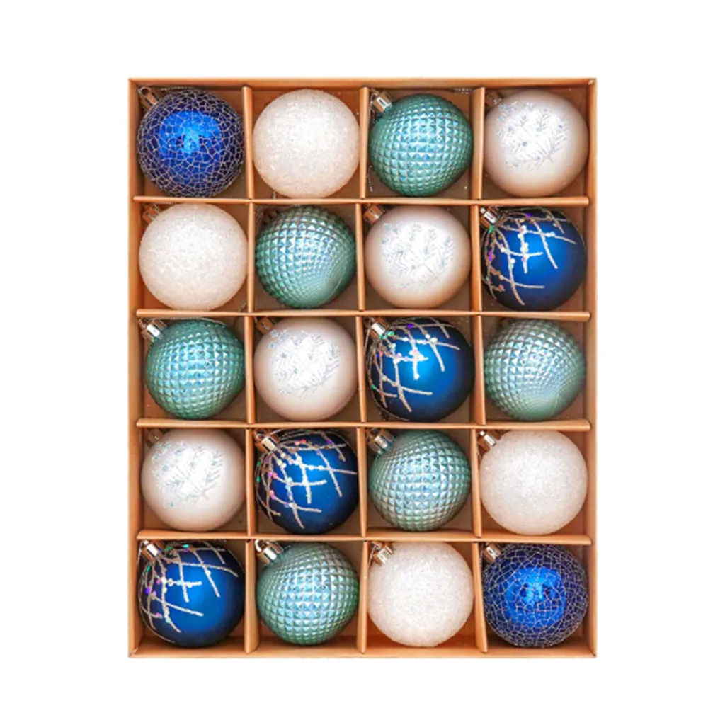 20-Piece Hand-Painted 6cm Christmas Ball Set