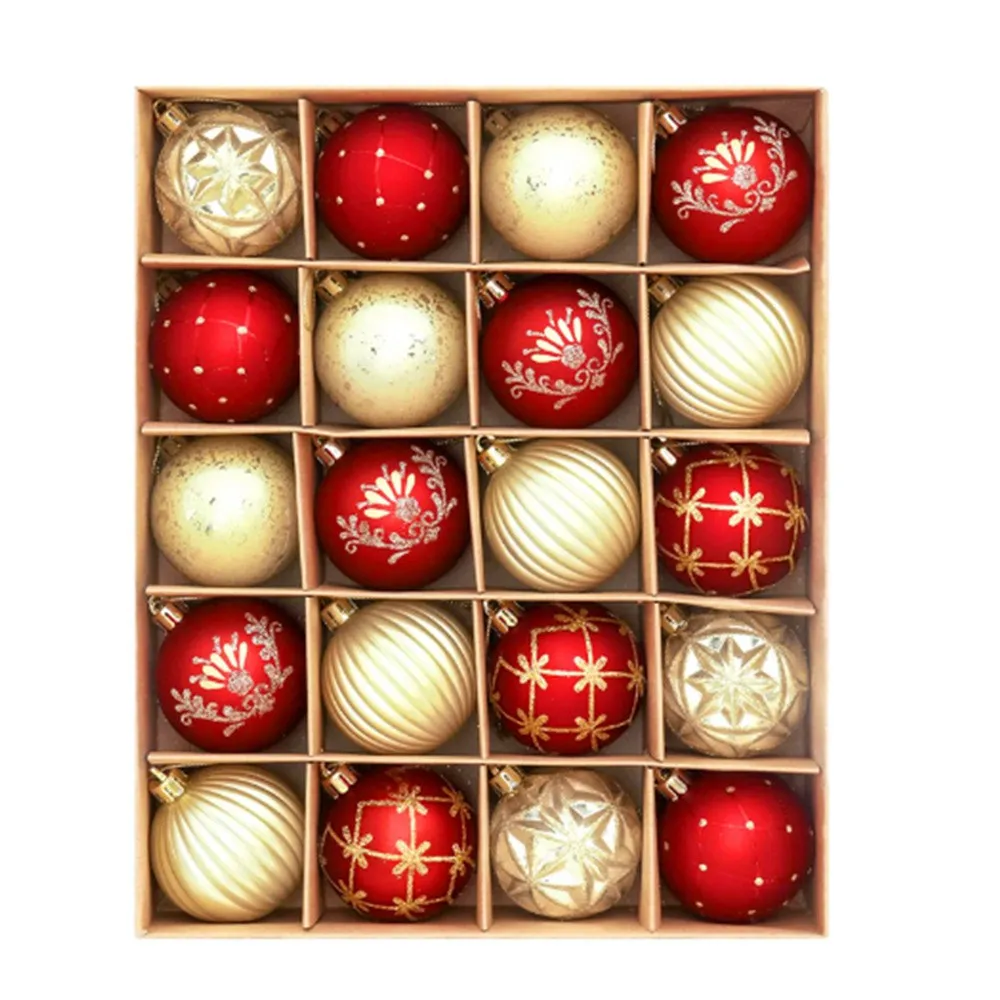 20-Piece Hand-Painted 6cm Christmas Ball Set