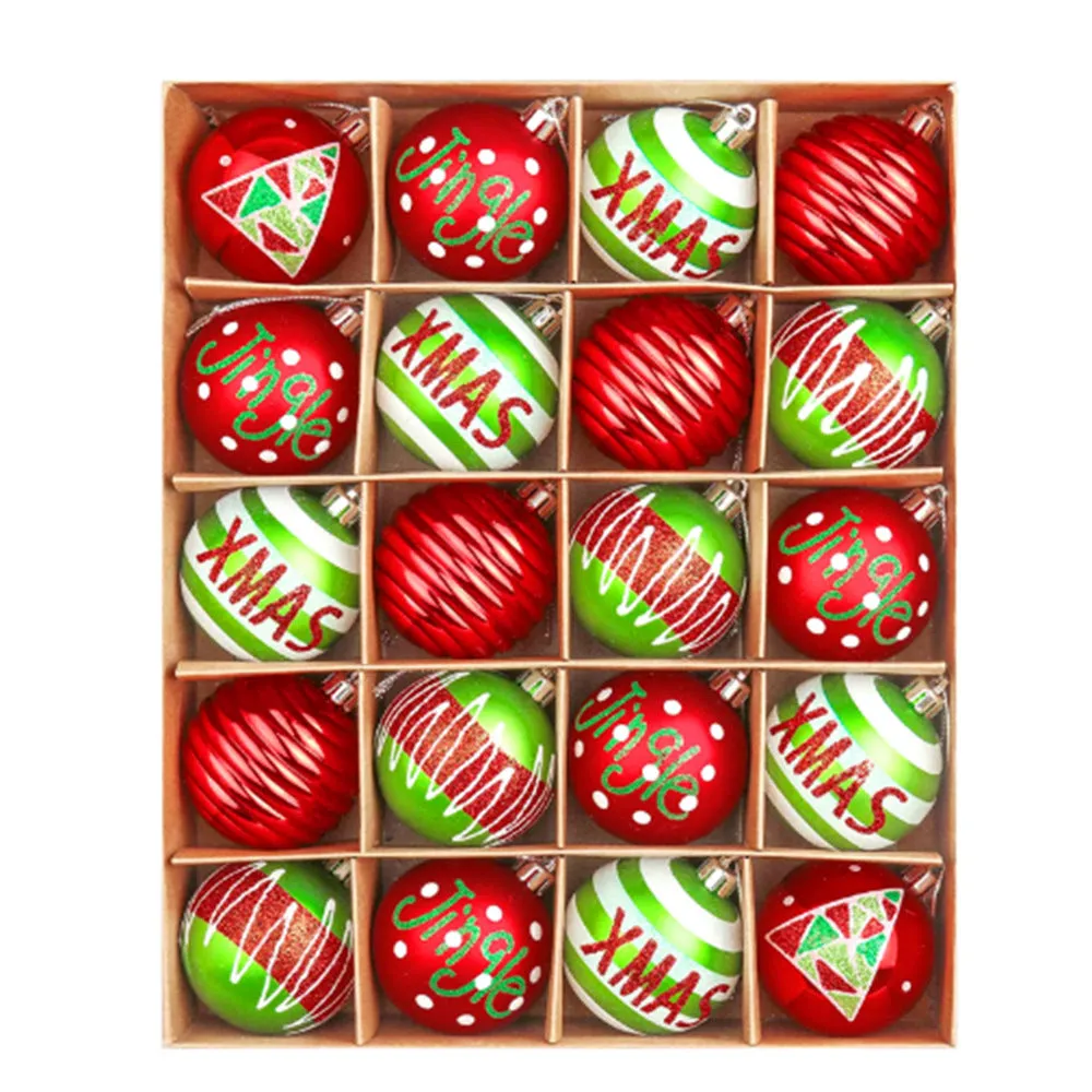 20-Piece Hand-Painted 6cm Christmas Ball Set