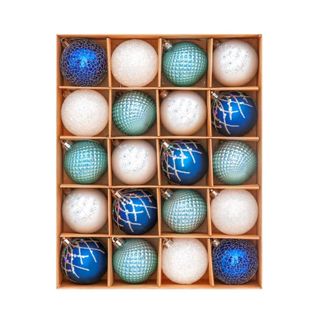 20-Piece Hand-Painted 6cm Christmas Ball Set
