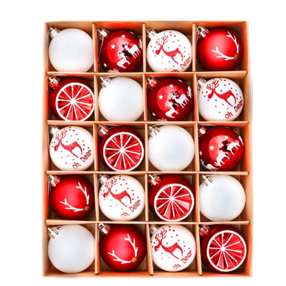 20-Piece Hand-Painted 6cm Christmas Ball Set