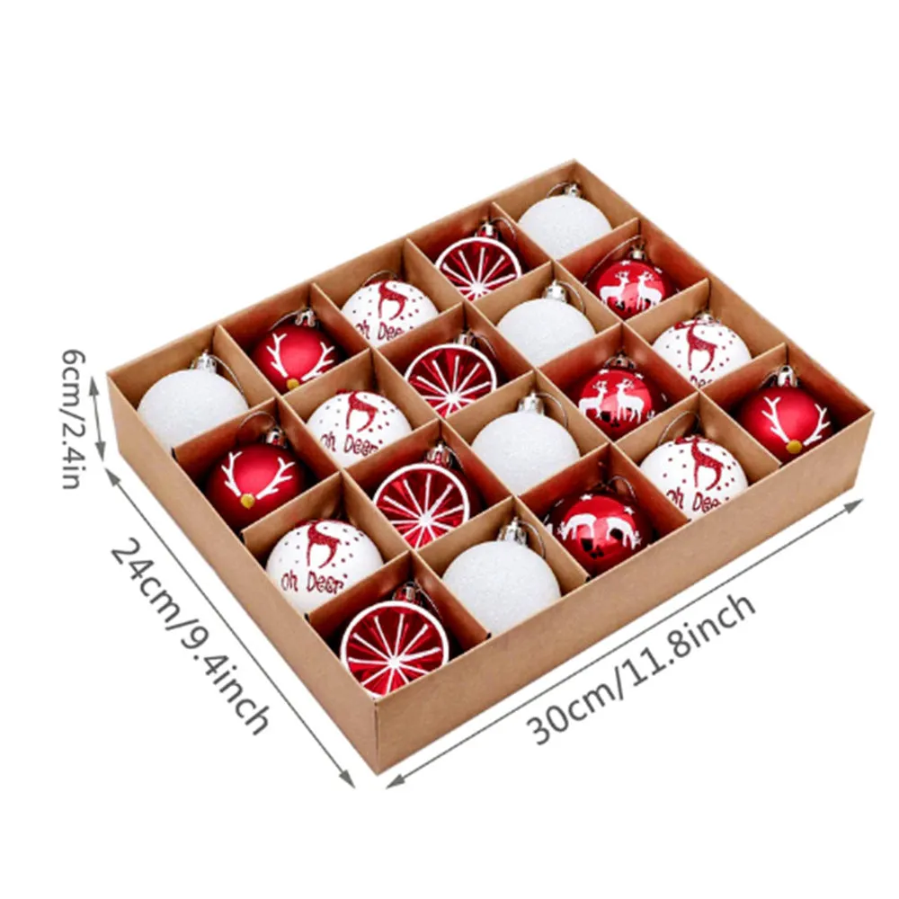 20-Piece Hand-Painted 6cm Christmas Ball Set