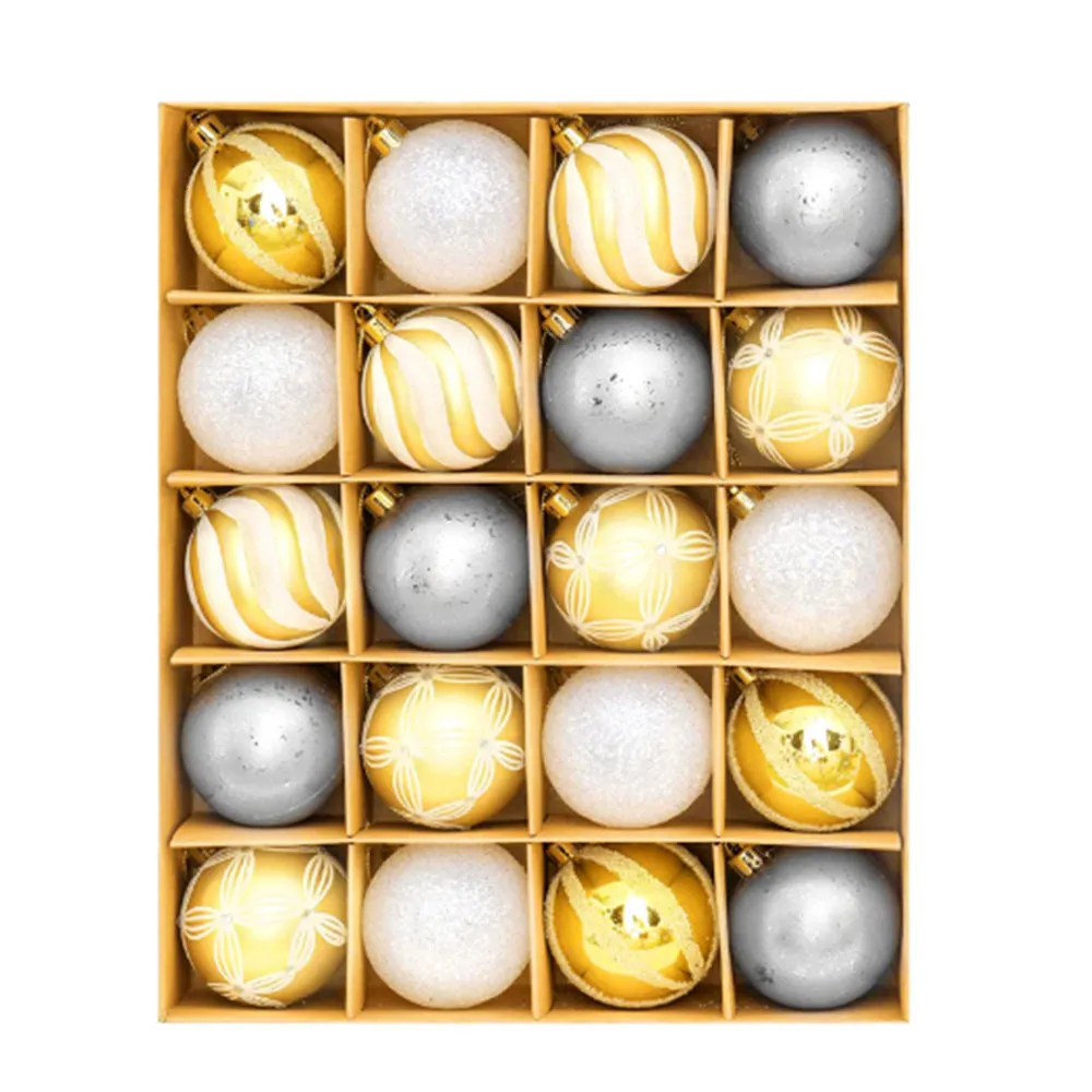 20-Piece Hand-Painted 6cm Christmas Ball Set