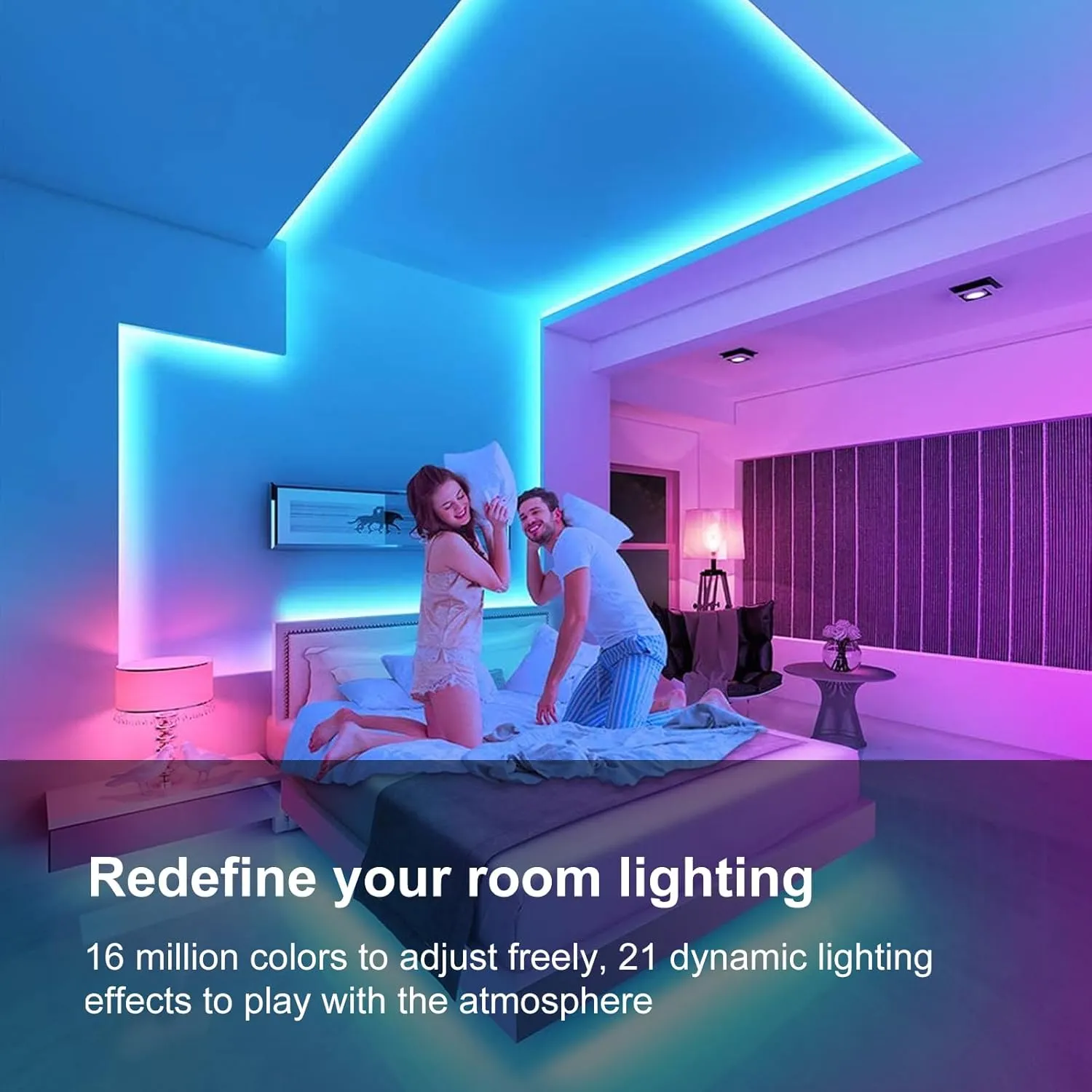 200 FT Led Lights for Bedroom, Music Synchronized Smart Led Strip Lights, Ultra Long with Remote Application Control Bluetooth LED Lights, Color Change RGB Light