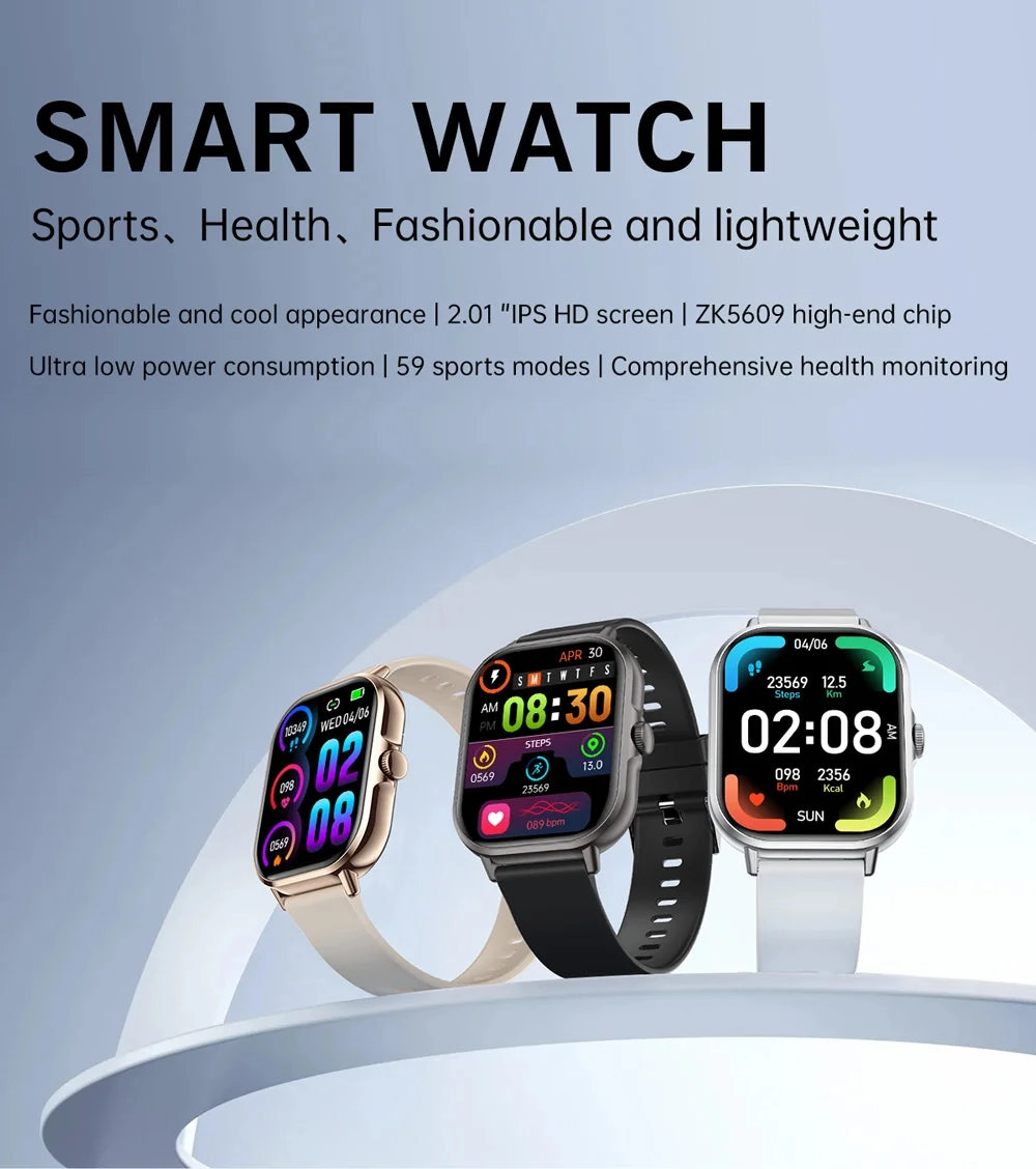 2024 2.01'' Smart Watch Bluetooth Call Play Music