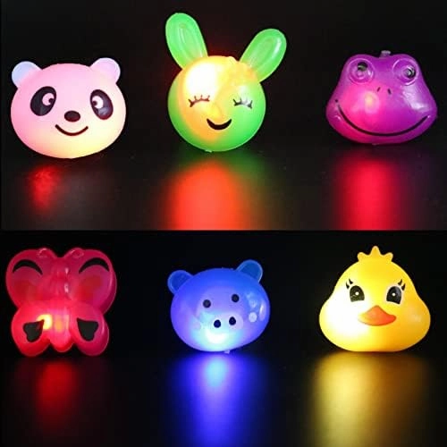 25 Pc Light Up Rings Party Favors for Kids 4-8, Treasure Chest, Prize Box Toys For Classroom, Carnival Prizes, Pinata Filler Goodie Bag Stuffers, Birthday Gifts for Boys Girls Age 8-12
