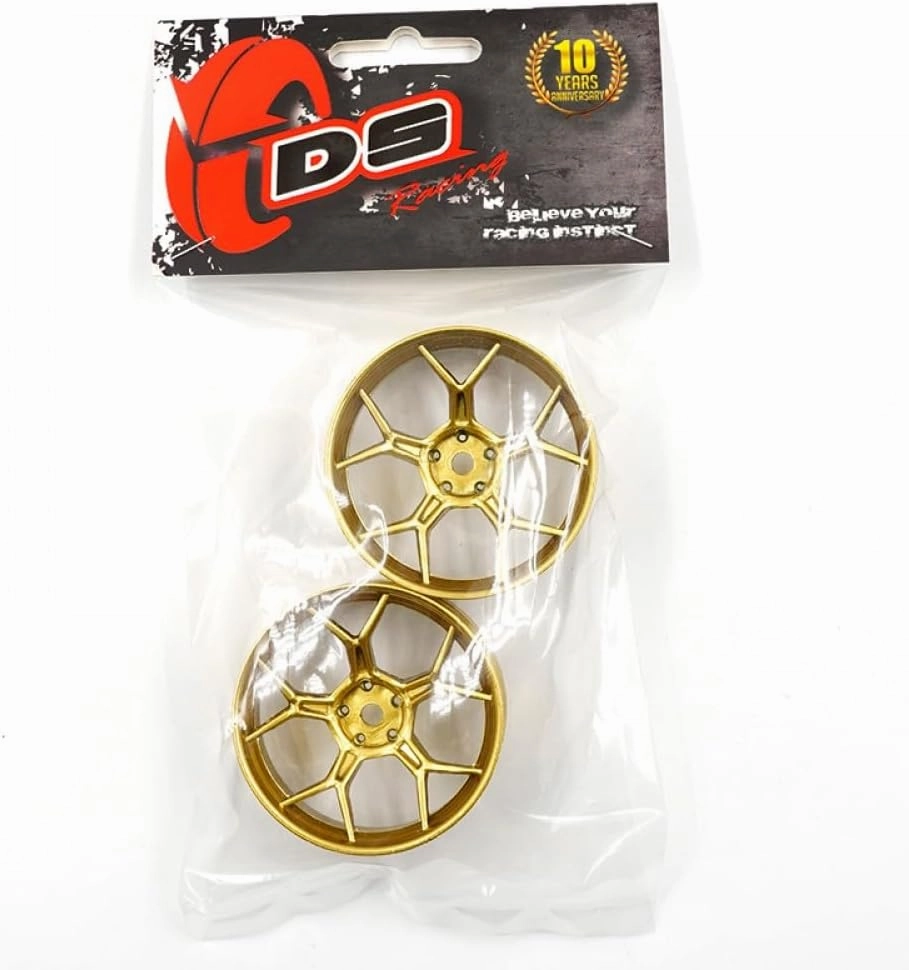 2PCS 1/10 RC Feathery Light 5Y Split Spoke Drift Wheels Rims, 6mm Offset, 7gram, for Traxxas HSP Tamiya HPI Kyosho Yokomo Drifting Car (Gold)