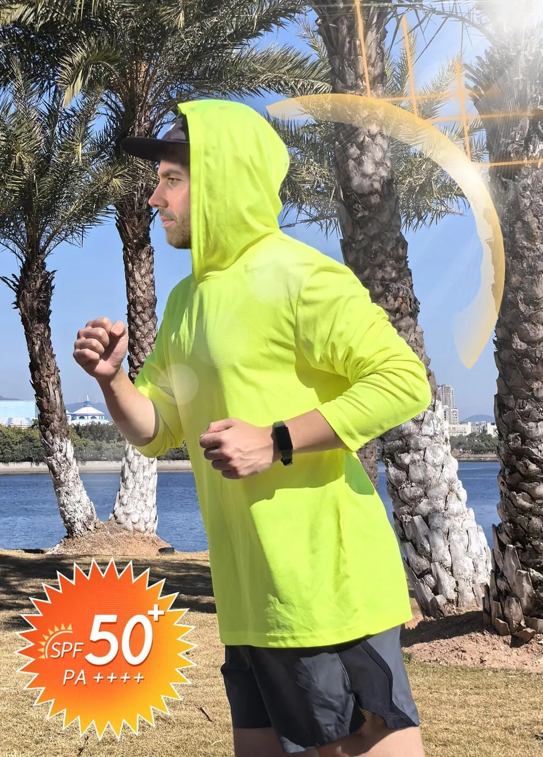 3 Pack Men's UPF 50  Sun Protection Hoodie Shirts Long Sleeve Shirts Quick Dry Lightweight for Running Workout Hiking Fishing