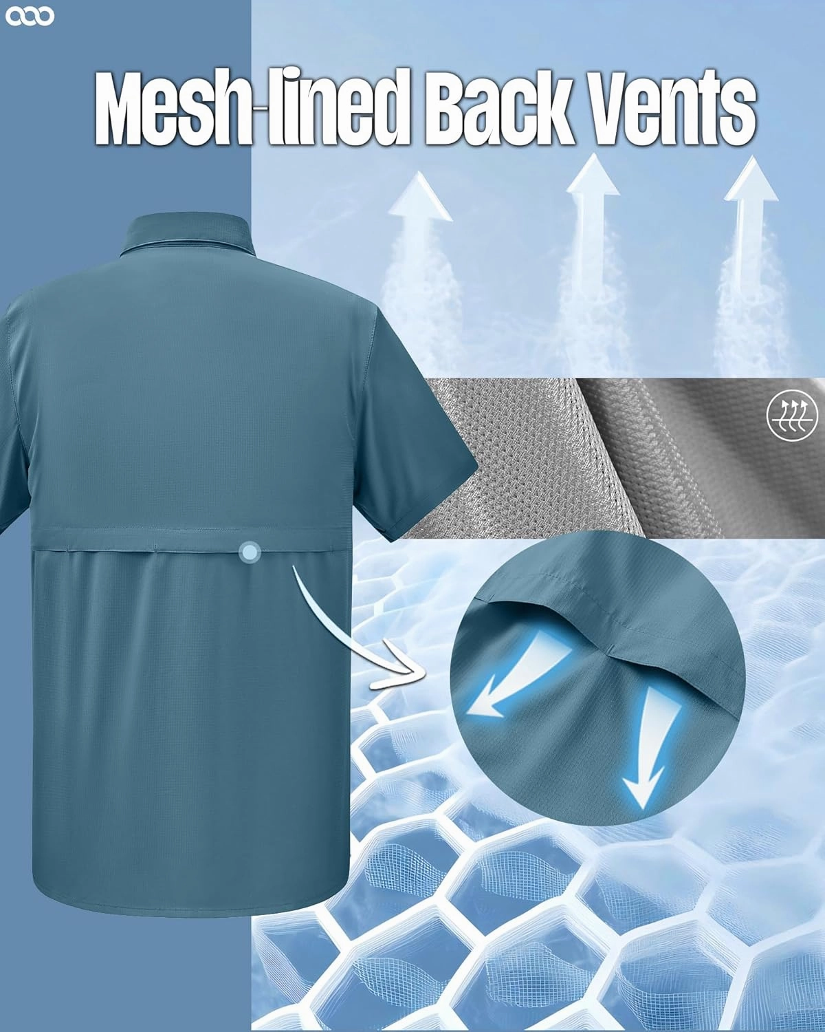 33,000ft Men's Fishing Shirts Lightweight Cool Quick Dry Sun Protection UV Short Sleeve Shirt for Casual Hiking Safari Travel