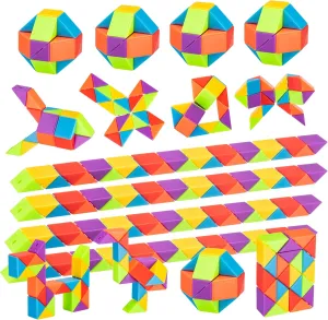 36pcs Boy Party Favors - Fidgets Snake Cube Puzzles Toy for Goodie Bags, Bulk Toys, Classroom Prizes Birthday Valentines Back to School Students Gift Stuffers Rainbow Party Toys for Boy