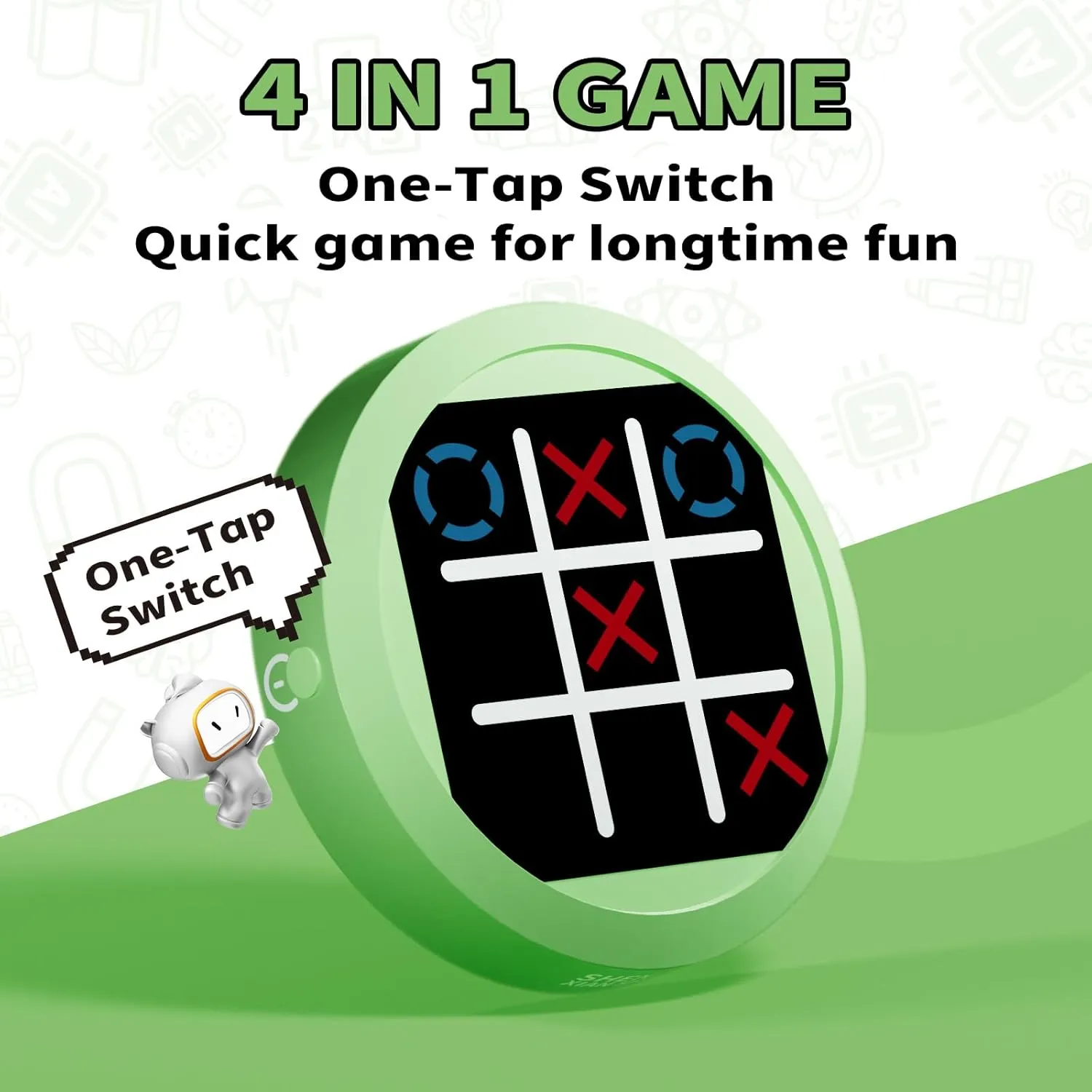4-in-1 Tic Tac Toe Game,Electronic Handheld Game Console. Portable Travel Games for Kids & Adults Ages 3 ,Puzzle Board Games for Brain Training and Memory Growth