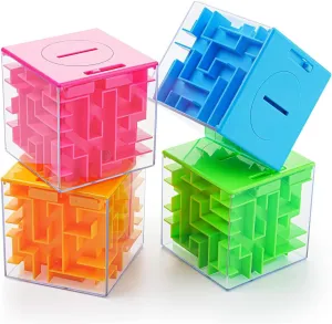 4-Pack Trekbest Money Maze Puzzle Boxes - Fun and Educational Brain Teasers for Kids and Adults for Holidays, Birthdays
