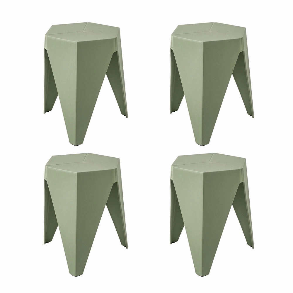 4PC Puzzle Stool Bar Stools Stackable Green