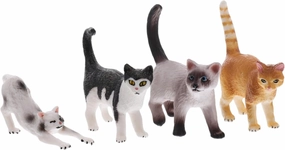 4pcs Hand Painted Miniature Cat Ornaments Realistic Plastic Cat Statues for Fairy Gardens Dollhouses and Desktop Decor Fun and Unique Micro Landscape Decorations