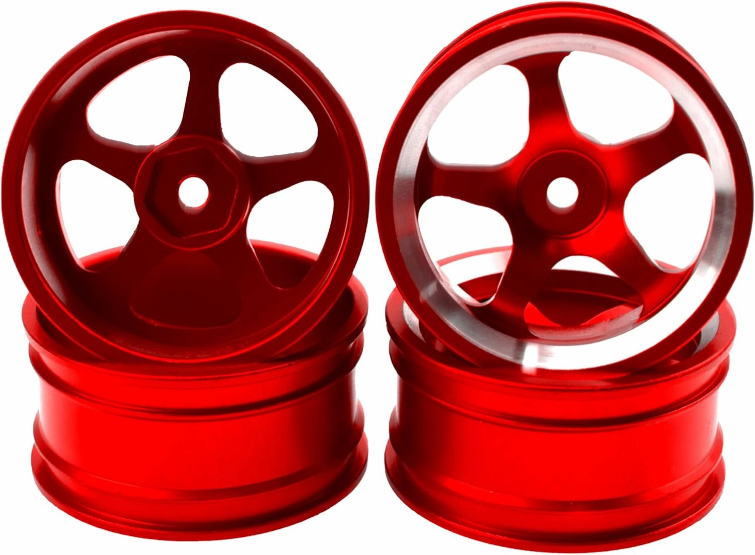 4Pcs Vgoohobby Metal Wheel Rims 12mm Hex Hub 5-Spoke Width 26mm Compatible with 1/10 Tamiya Kyosho HSP HPI Traxxas RedCat Sakura 1/10 On-Road Racing Touring RC Drift Car (Red)