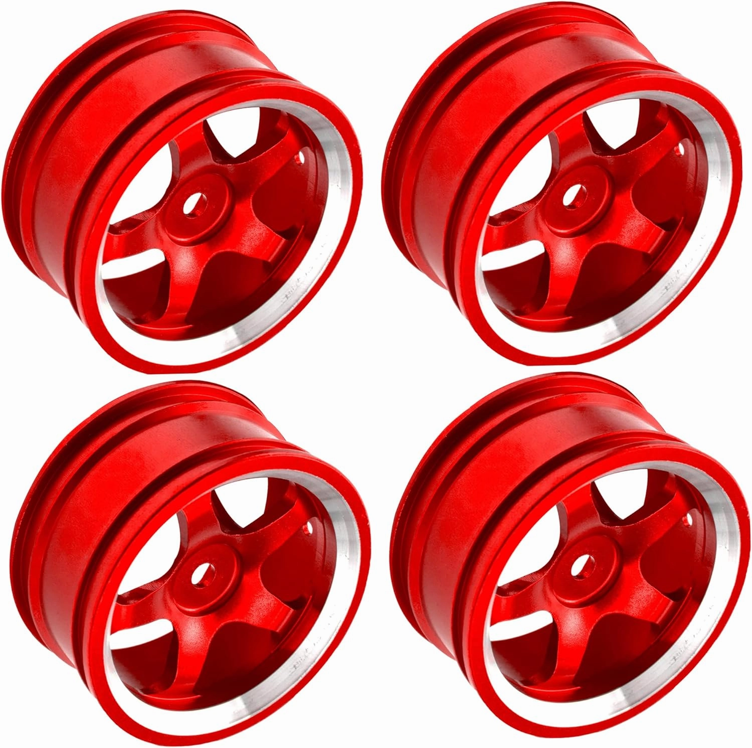4Pcs Vgoohobby Metal Wheel Rims 12mm Hex Hub 5-Spoke Width 26mm Compatible with 1/10 Tamiya Kyosho HSP HPI Traxxas RedCat Sakura 1/10 On-Road Racing Touring RC Drift Car (Red)