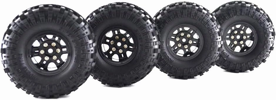 4Sets 1.9" 110mm 1/10 Rock Crawler Tires & Wheels Rim Ultra Soft for RC Car 1/10 Scale Axial scx10 ii TRX-4 D90 RC4WD TF2 Stampede