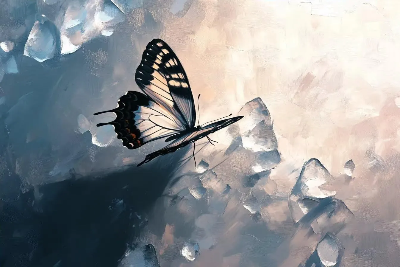500 Piece Adult Jigsaw Puzzle Black and White Butterfly Melting Ice Cubes Adult Family Puzzle Home Decor Gift for Women Men 20.5x15 Inch