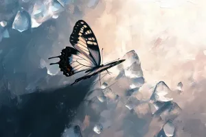500 Piece Adult Jigsaw Puzzle Black and White Butterfly Melting Ice Cubes Adult Family Puzzle Home Decor Gift for Women Men 20.5x15 Inch