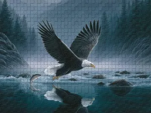 500 Piece Jigsaw Puzzle for Adults Bald Eagle Fishing Nature Challenging and Dynamic Majestic Puzzle Game for Nature Lovers Adults Wall Decor Gift Family Game Night Fun