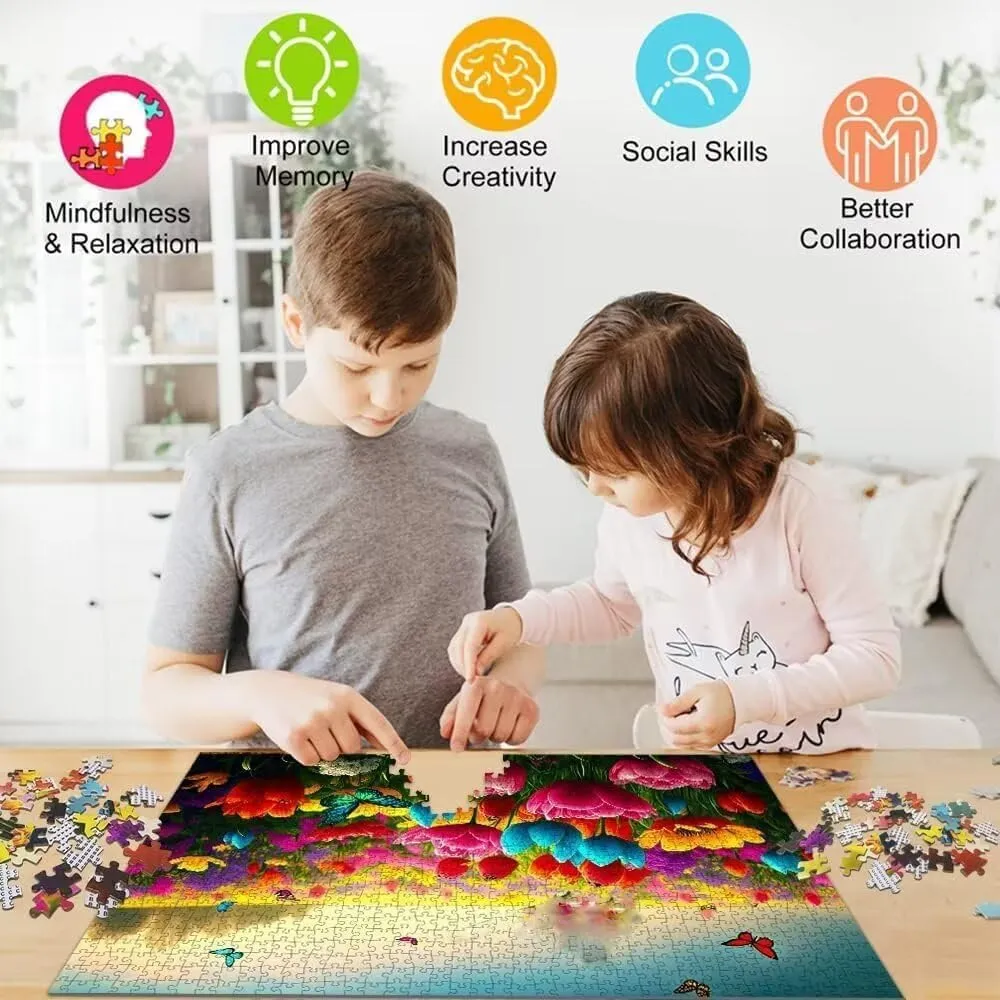 500 Piece Jigsaw Puzzle Two Bottlenose Dolphins Swimming in a Colorful Coral Reef with Diverse Fish Species Under Sunlit Water Vibrant Underwater Marine Illustration Fun Family Game Night Gift