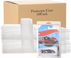 50 Pcs Protector Case Compatible with Hot Wheels Display Case Storage Case Plastic Model Car Clamshell Cases Display Clear Die Cast Car Blister Pack Covers Protector for Hotwheels Toy Car Set