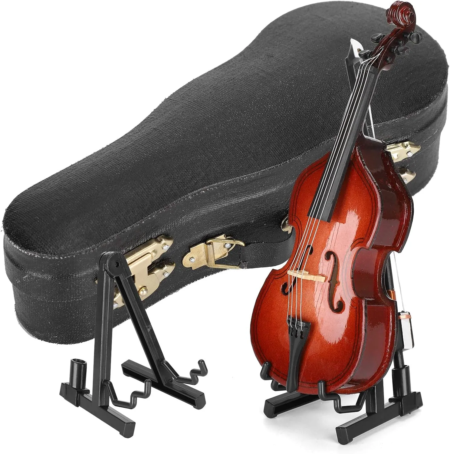 5.7'' Miniature Violin, Wooden Instrument Model with Stand, Miniature Dollhouse Model Home Decoration, Gift Package