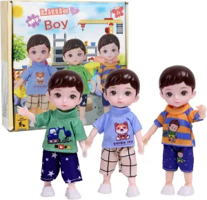 6 Inches Boy Dolls Set, Ball Jointed Doll Kids Boy Doll with Clothes,with Gift Box and Greeting Card, Ideal Gift for Kids