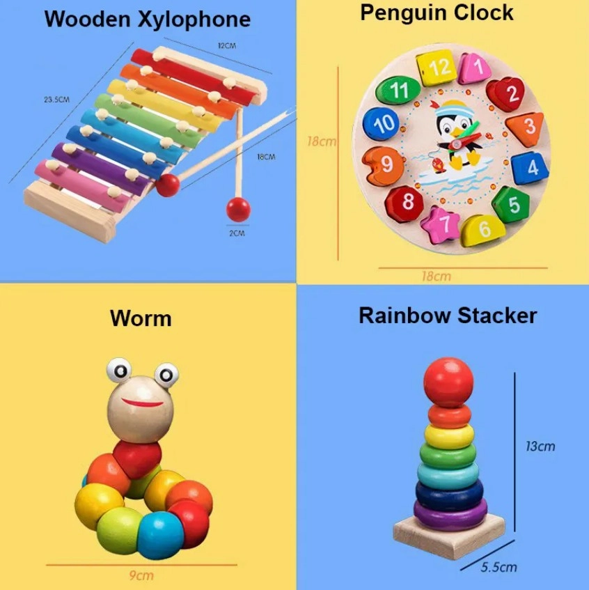6 Pieces Wooden Montessori Toy Set