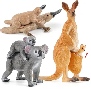6PCS Australian Animal Family Toys for Kids Includes Koala, Kangaroo and Platypus Figure, Plastic Safari Animals Figures Toy Set, Cake Toppers Birthday Gift Party Favors for Boys Girls