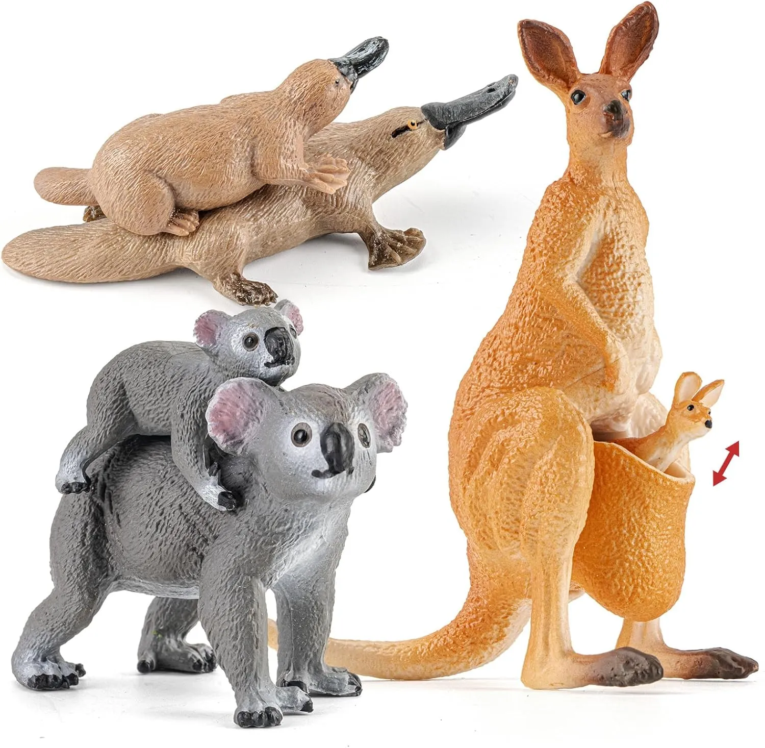 6PCS Australian Animal Family Toys for Kids Includes Koala, Kangaroo and Platypus Figure, Plastic Safari Animals Figures Toy Set, Cake Toppers Birthday Gift Party Favors for Boys Girls
