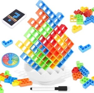 70 Pcs Tetra Tower Stack Game, Tetra Balance Tower Game for 2 Players , Building Blocks Stacking Balance Games Toys for Kids, Adults, Friends, Classroom, Family and Travel Party