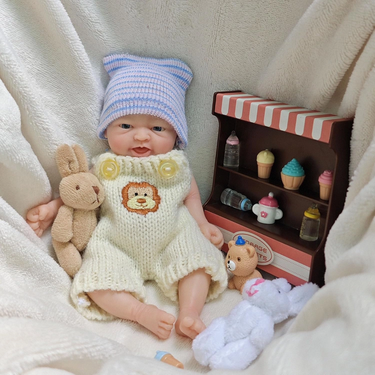 7" Mini Reborn Baby Dolls Girl, Realistic Soft Silicone Newborn Baby Doll, Real Full Body Silicone Reborn Baby Dolls with Feeding Accessories &Gift Box