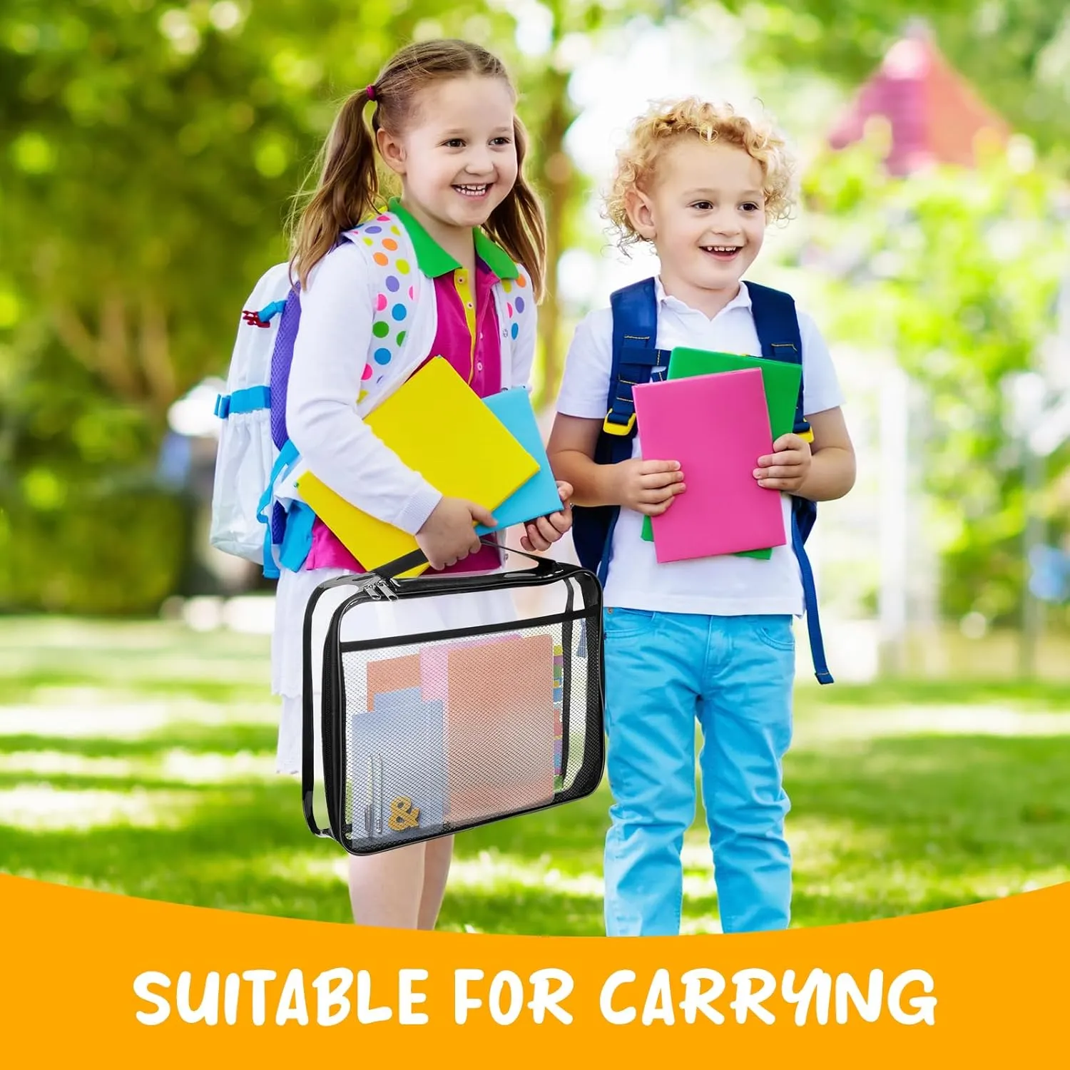 8 Packs Toy Storage Bags with Zipper, Clear PVC Organizing Bags, Reusable Toy Storage Organizer with Portable Handle, Travel Waterproof Organizer Bags for Building Blocks, Puzzle, Toys and Books