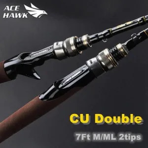 ACE HAWK 2.1m M/ML  Double Tips Bass Fishing Rod Cheap China Lure Pole 4-15g Casting Light Jigging Tackle 2 Sections