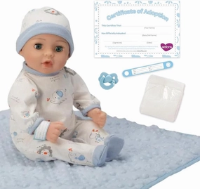 Adora 16 Inch Boy Baby Doll with Accessories Blue Matching 9-Piece Set Including a Pacifier, Hospital, Bracelet, Diaper, and More Gift for Toddlers Ages 3  Adoption Babies Collection - Handsome